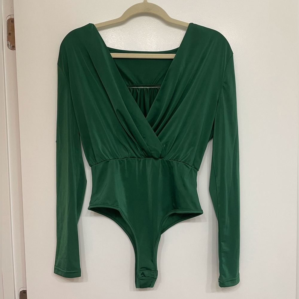 Shein Ruched Green Bodysuit, size 4